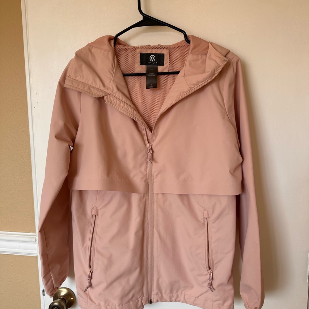 Champion Pink Utility Jacket with Hood and Water-Resistant Fabric